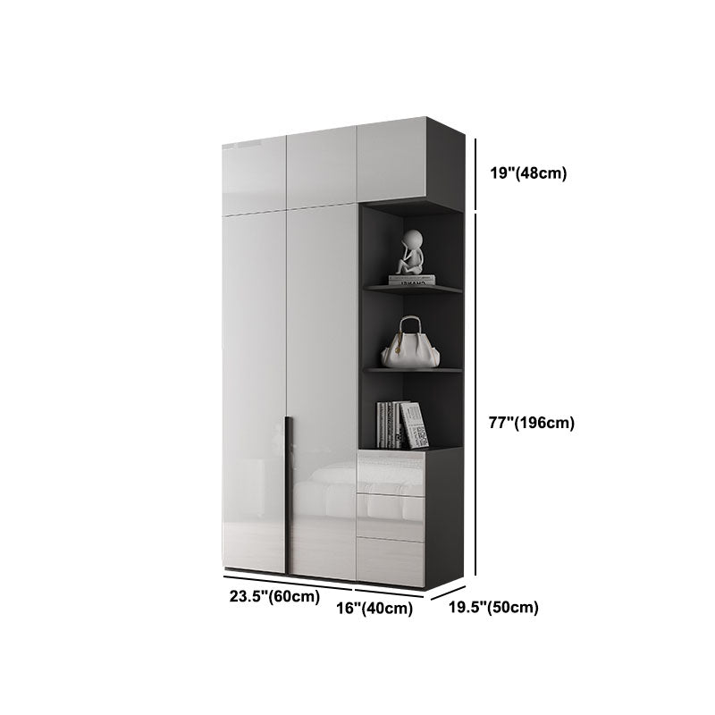 Contemporary Style Wood Wardrobe White Colour Soft Close Door Wardrobe Closet for Home