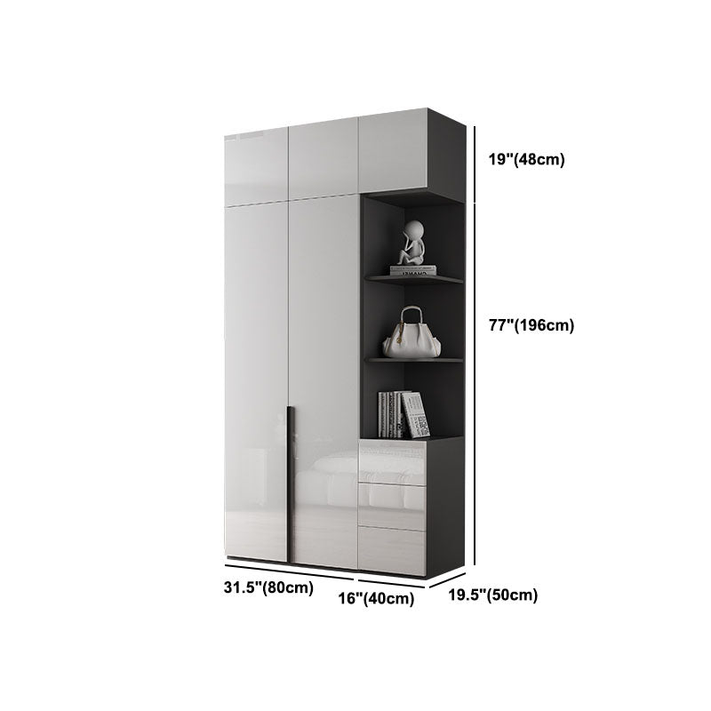 Contemporary Style Wood Wardrobe White Colour Soft Close Door Wardrobe Closet for Home
