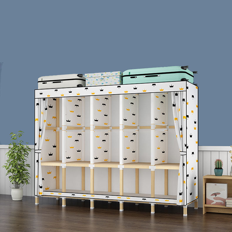 Contemporary Style Solid Wood Wardrobe 1-Drawer Wardrobe Closet for Home