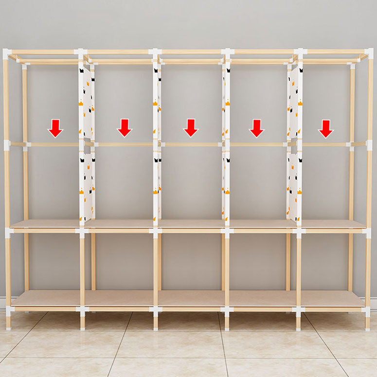 Contemporary Style Solid Wood Wardrobe 1-Drawer Wardrobe Closet for Home