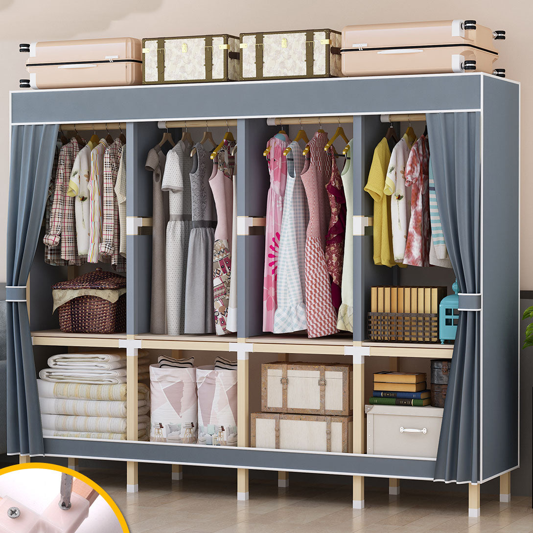 Contemporary Style Solid Wood Wardrobe 1-Drawer Wardrobe Closet for Home