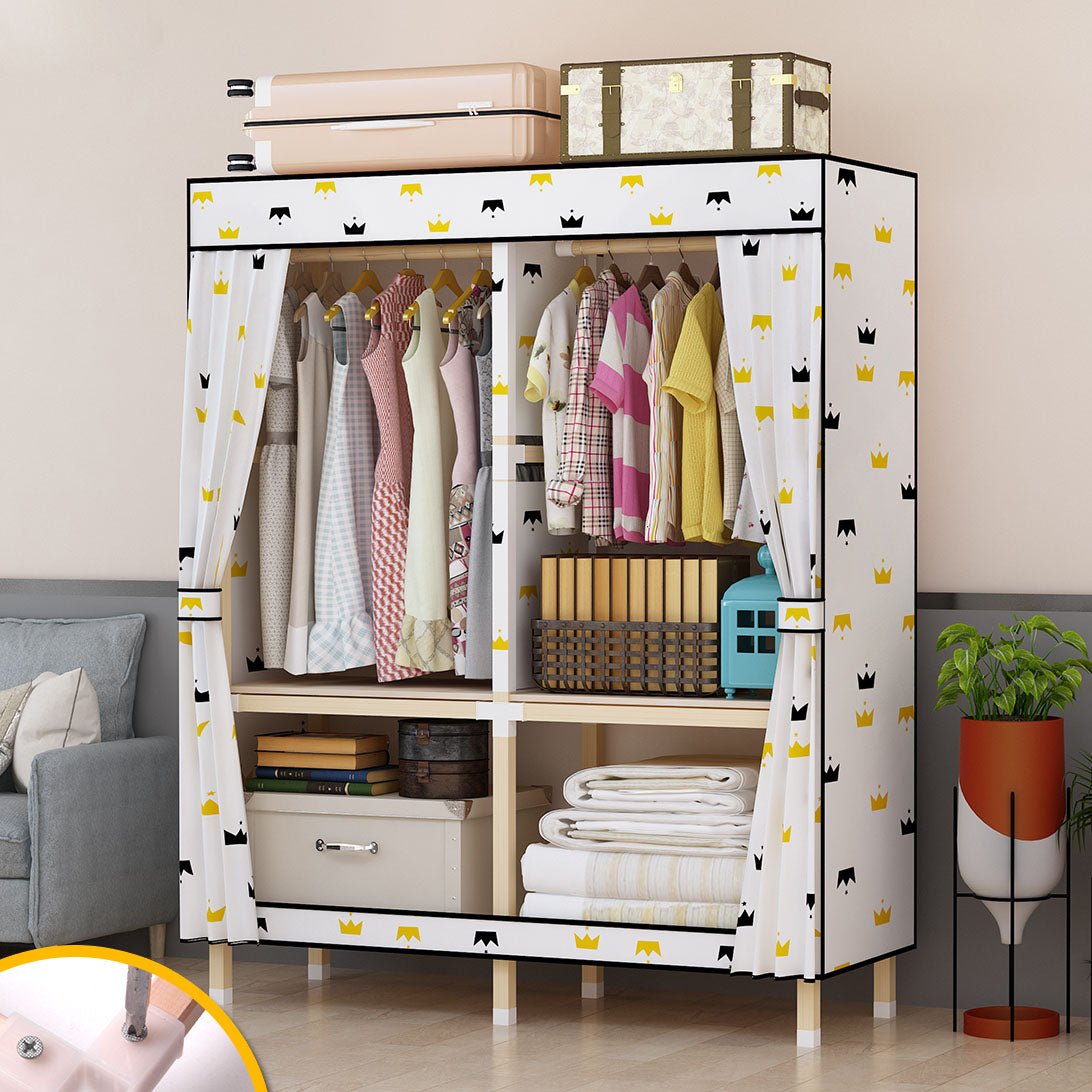 Contemporary Style Solid Wood Wardrobe 1-Drawer Wardrobe Closet for Home