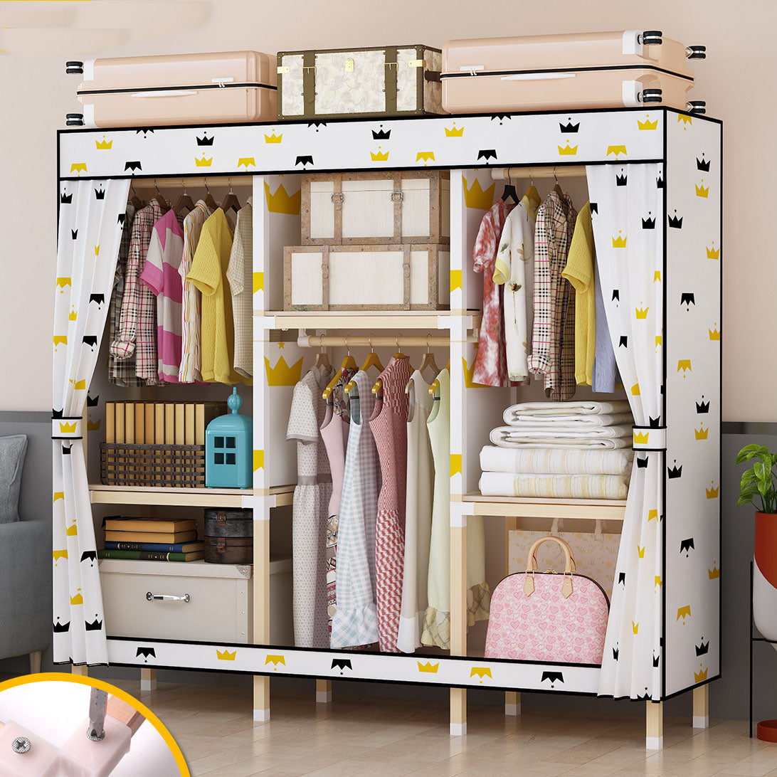 Contemporary Style Solid Wood Wardrobe 1-Drawer Wardrobe Closet for Home