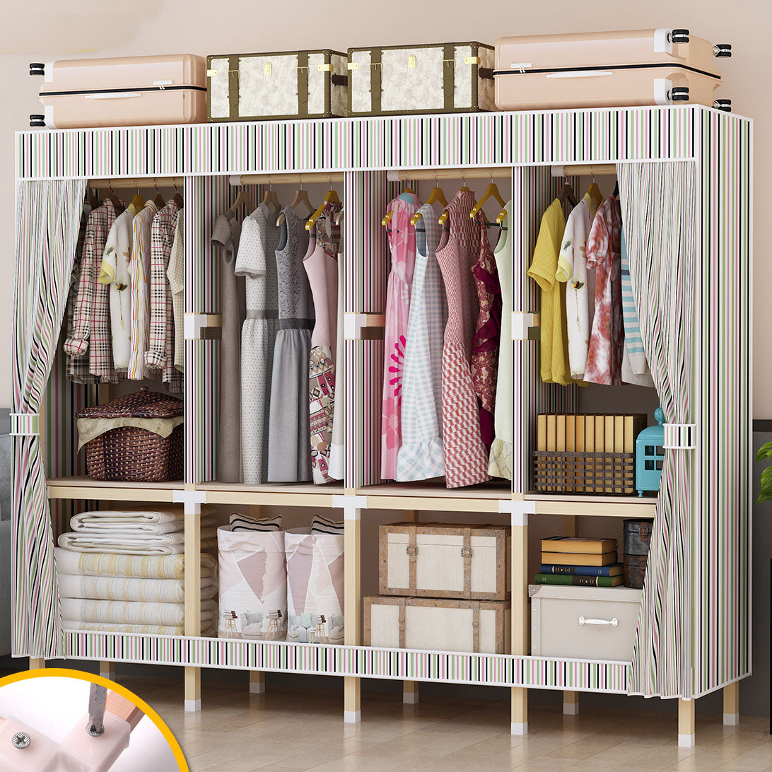 Contemporary Style Solid Wood Wardrobe 1-Drawer Wardrobe Closet for Home