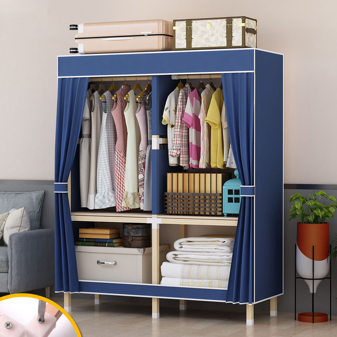 Contemporary Style Solid Wood Wardrobe 1-Drawer Wardrobe Closet for Home