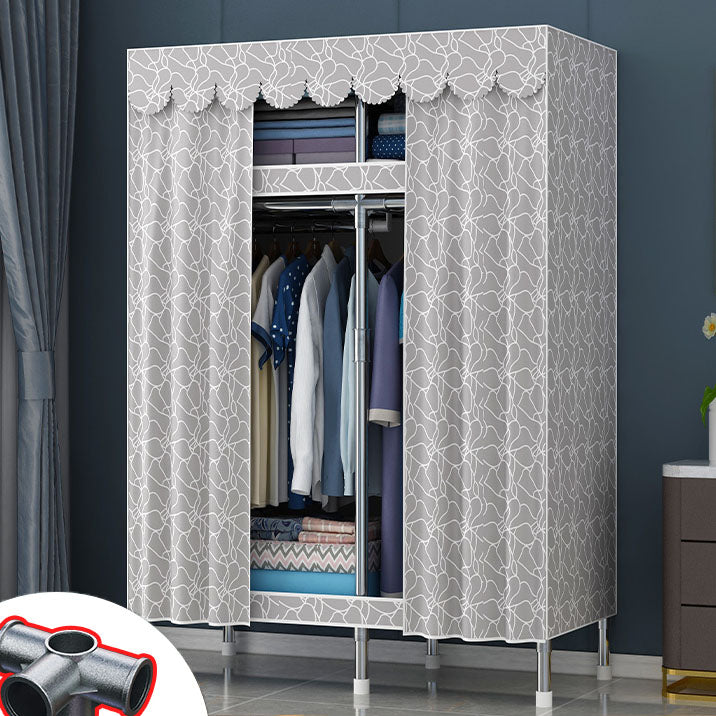 Contemporary Style Steel Wardrobe 2 Shelves Wardrobe Closet for Home