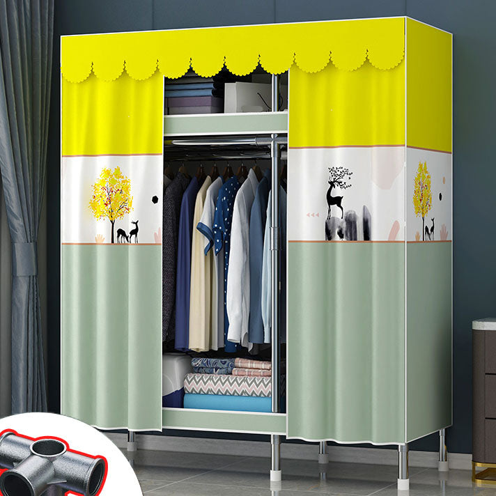Contemporary Style Steel Wardrobe 2 Shelves Wardrobe Closet for Home