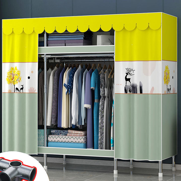 Contemporary Style Steel Wardrobe 2 Shelves Wardrobe Closet for Home