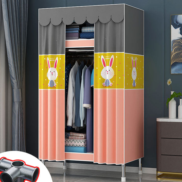 Contemporary Style Steel Wardrobe 2 Shelves Wardrobe Closet for Home