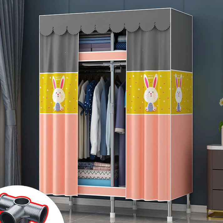 Contemporary Style Steel Wardrobe 2 Shelves Wardrobe Closet for Home