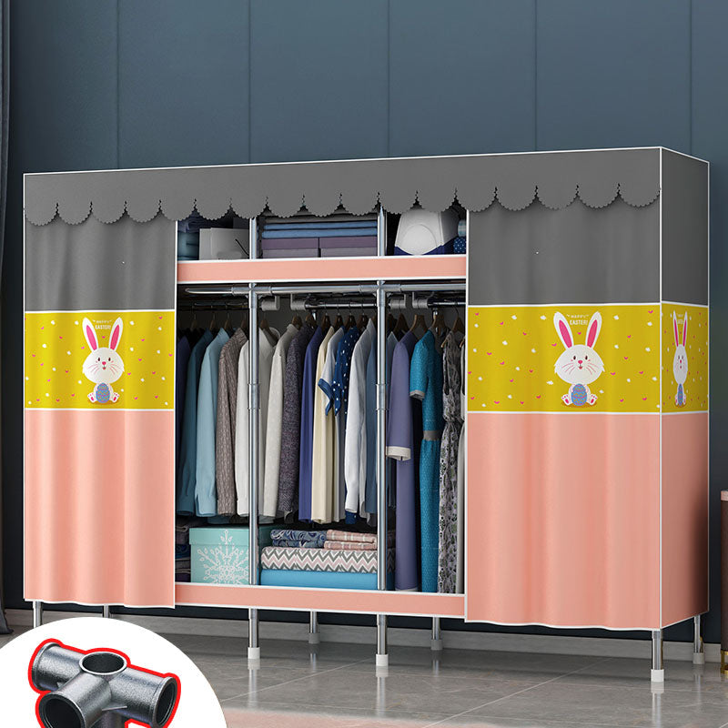 Contemporary Style Steel Wardrobe 2 Shelves Wardrobe Closet for Home