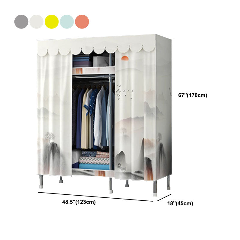 Contemporary Style Steel Wardrobe 2 Shelves Wardrobe Closet for Home