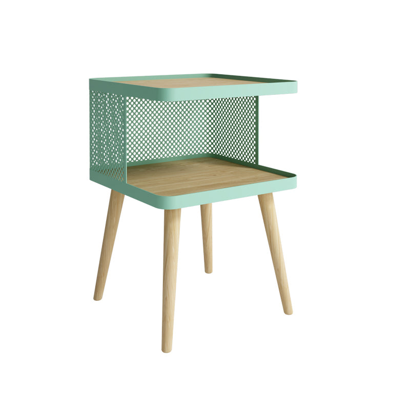 20" H Accent Table Nightstand Pearl Wood and Metal Night Table Lower Shelf