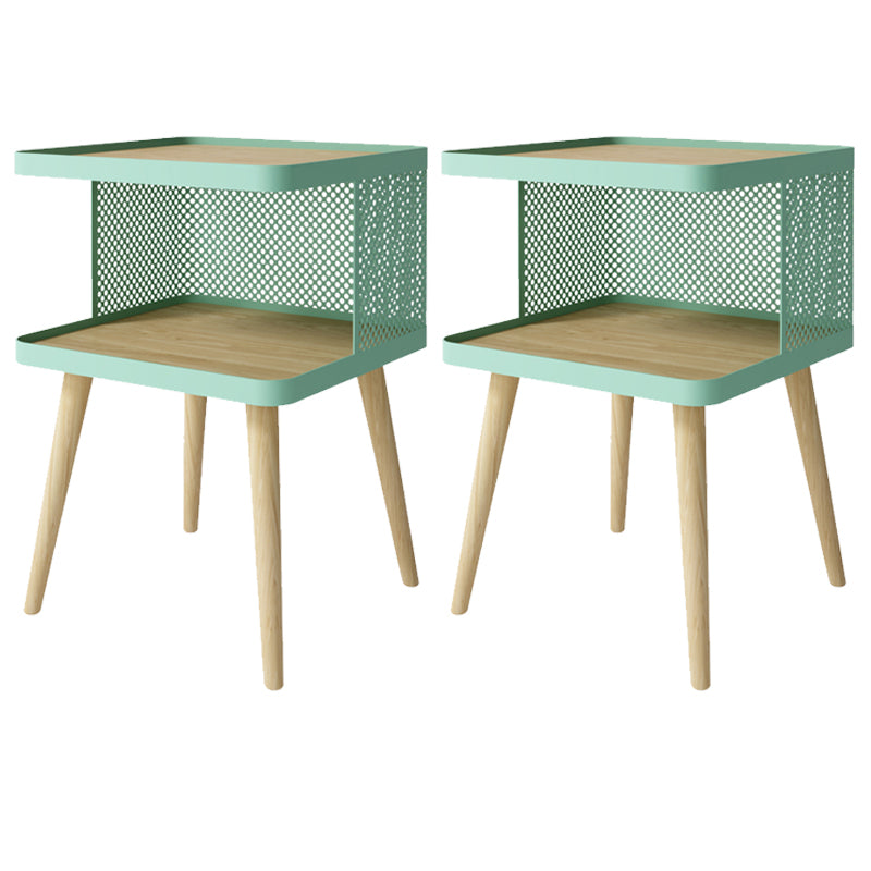 20" H Accent Table Nightstand Pearl Wood and Metal Night Table Lower Shelf