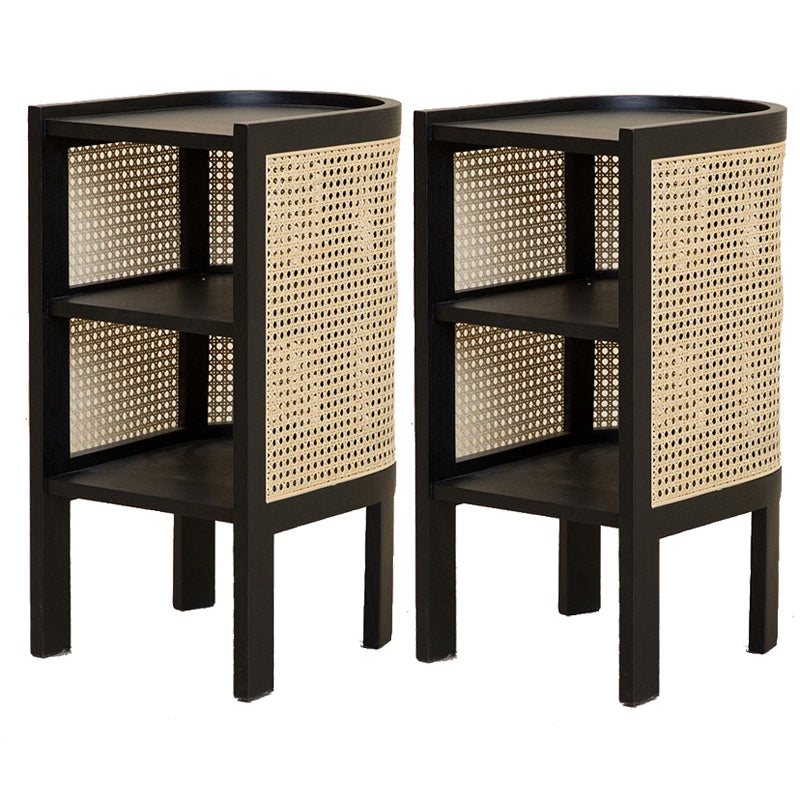 Oak Solid Wood Nightstand Open Storage Bedside Cabinet Shelves 24.4" H