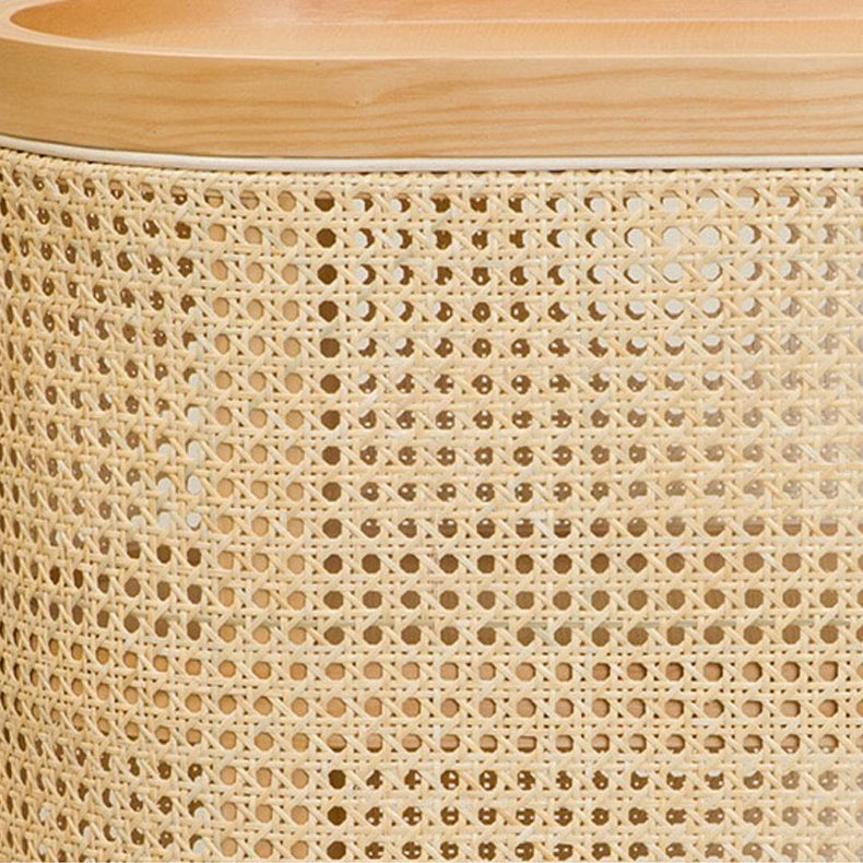 Oak Solid Wood Nightstand Open Storage Bedside Cabinet Shelves 24.4" H