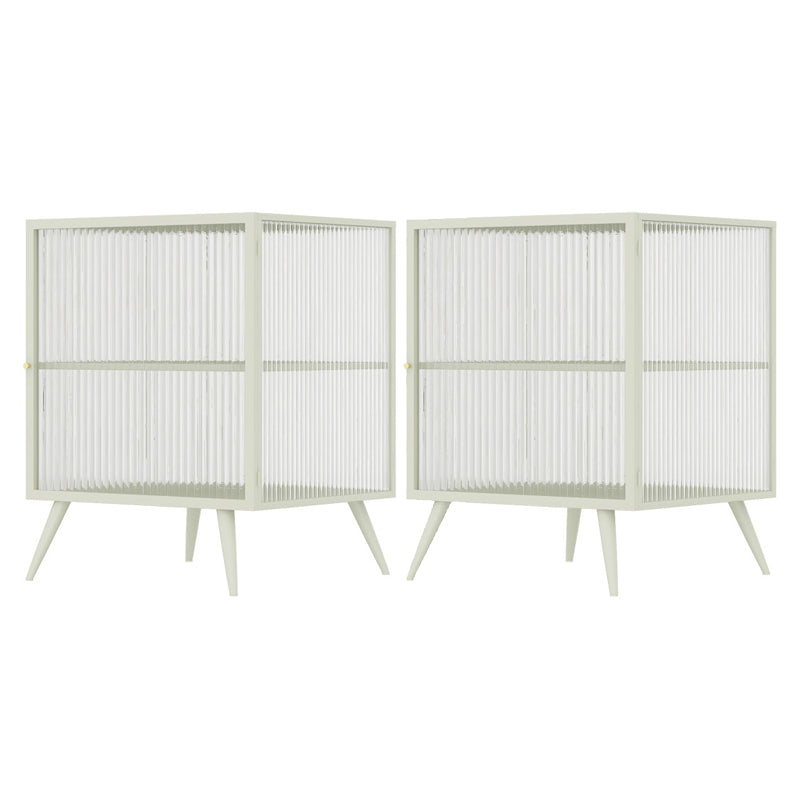 21.7" H Accent Table Nightstand Glass and Metal Nightstand Shelving