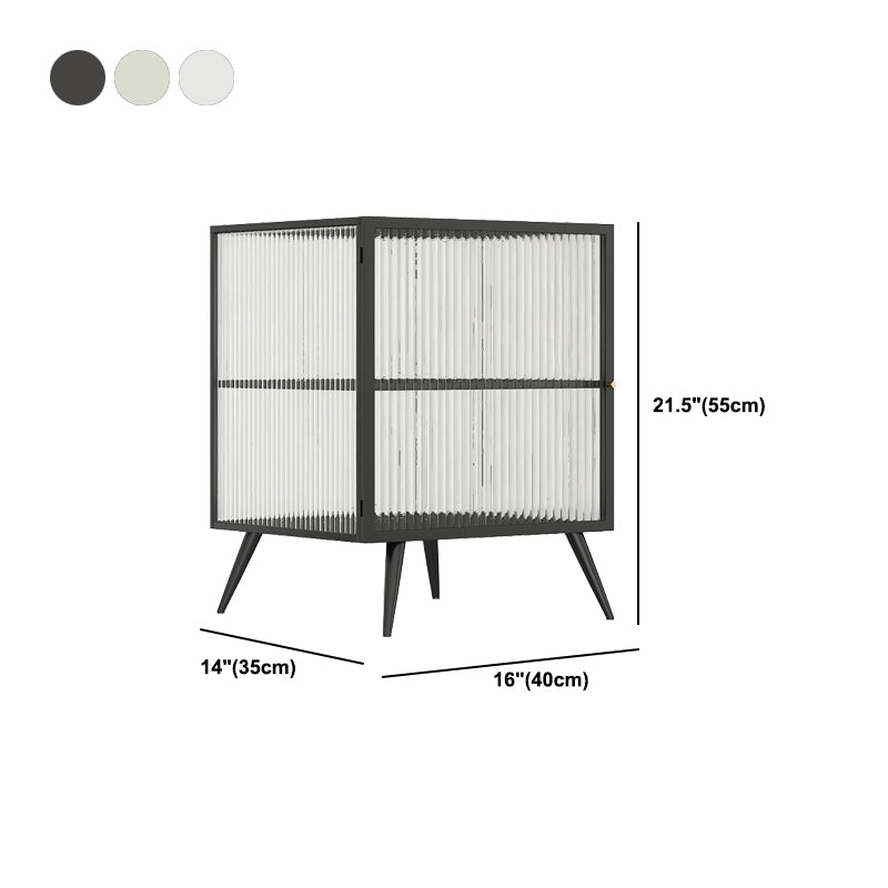 21.7" H Accent Table Nightstand Glass and Metal Nightstand Shelving