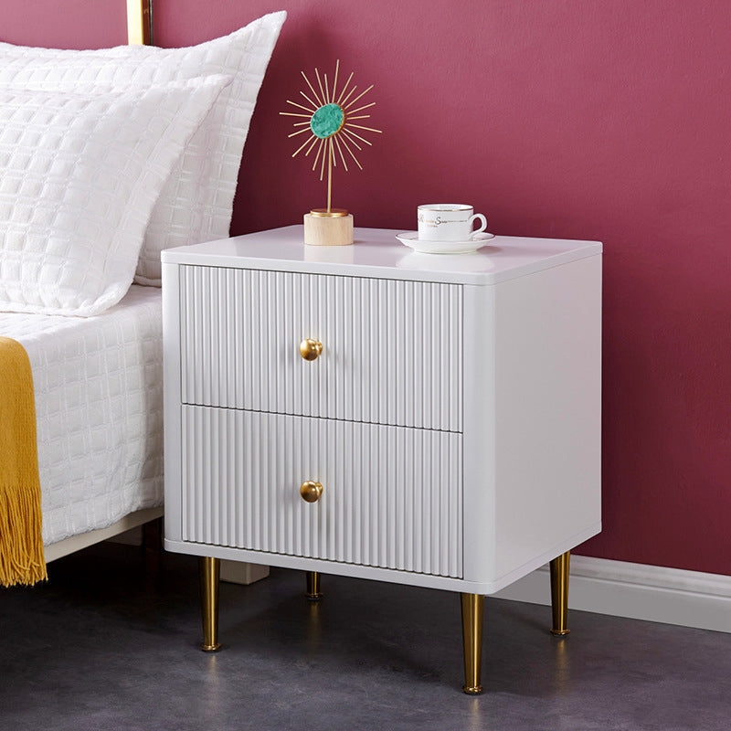 Contemporary Glam Chest Vertical White Storage Chest with Metal Feet