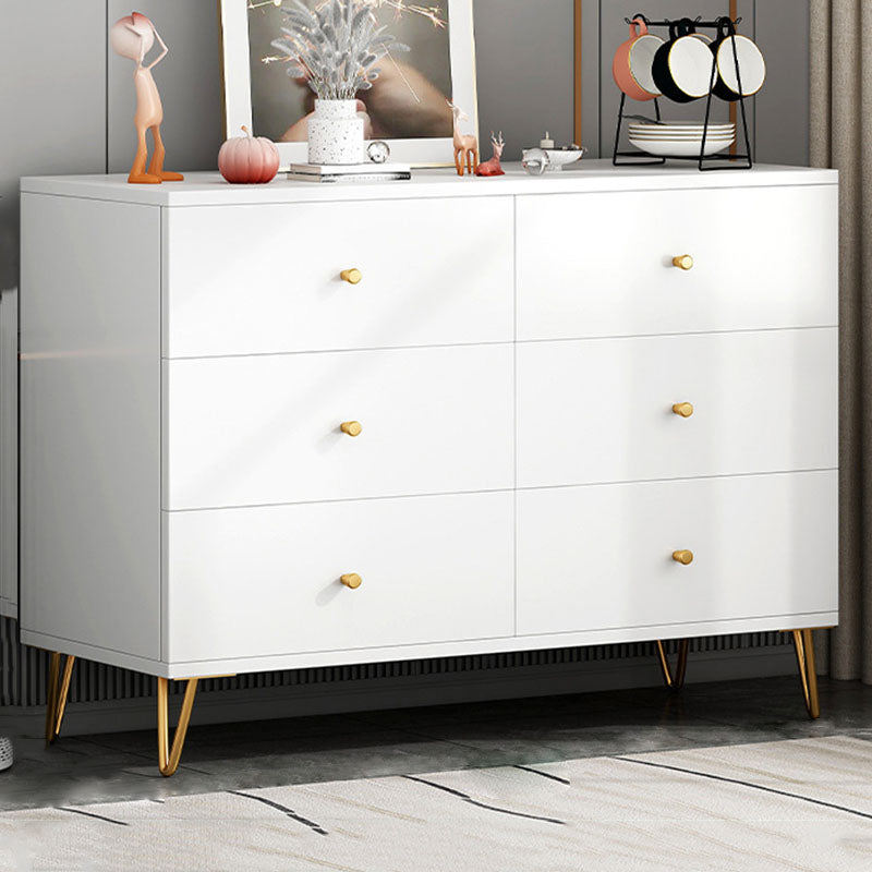 Contemporary Chest Horizontal White Wood Storage Chest with Metal Feet