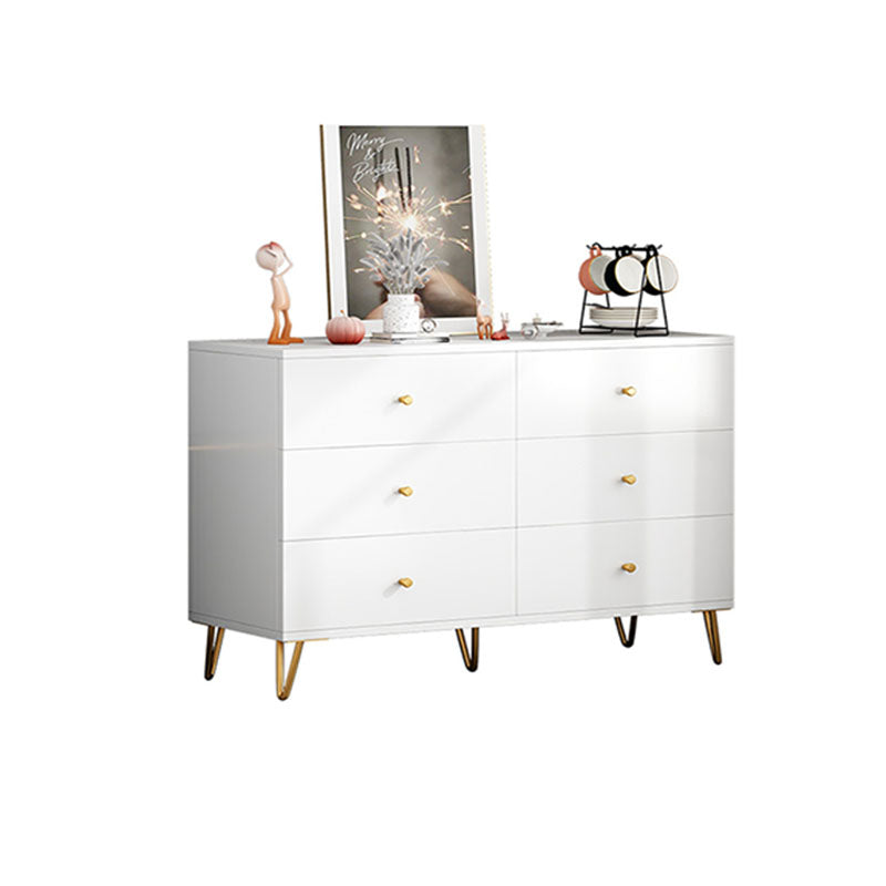 Contemporary Chest Horizontal White Wood Storage Chest with Metal Feet