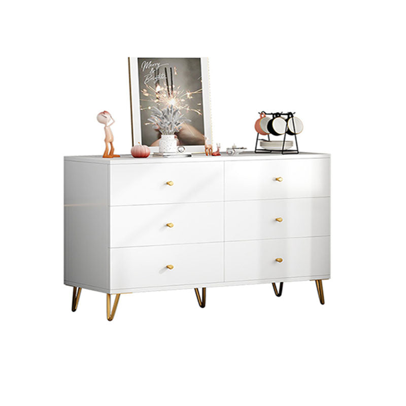 Contemporary Chest Horizontal White Wood Storage Chest with Metal Feet