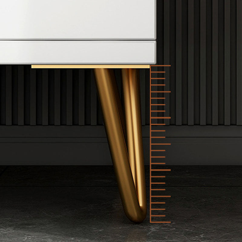 Contemporary Chest Horizontal White Wood Storage Chest with Metal Feet