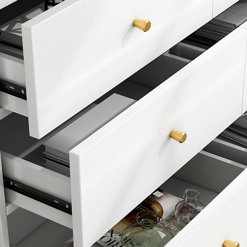 Contemporary Chest Horizontal White Wood Storage Chest with Metal Feet