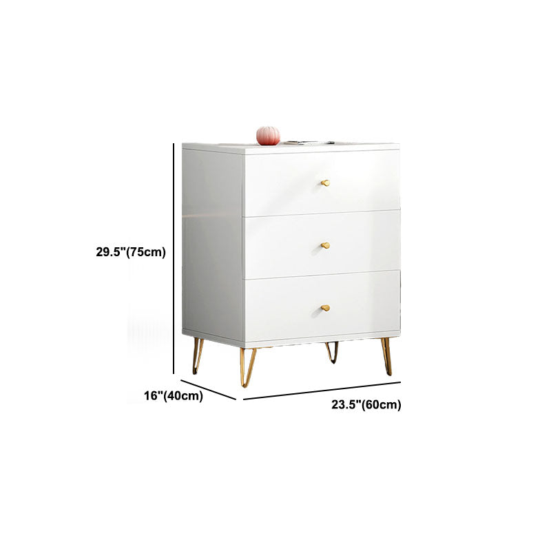 Contemporary Chest Horizontal White Wood Storage Chest with Metal Feet