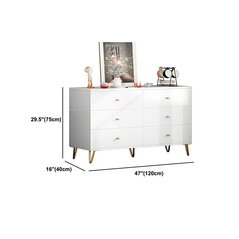 Contemporary Chest Horizontal White Wood Storage Chest with Metal Feet