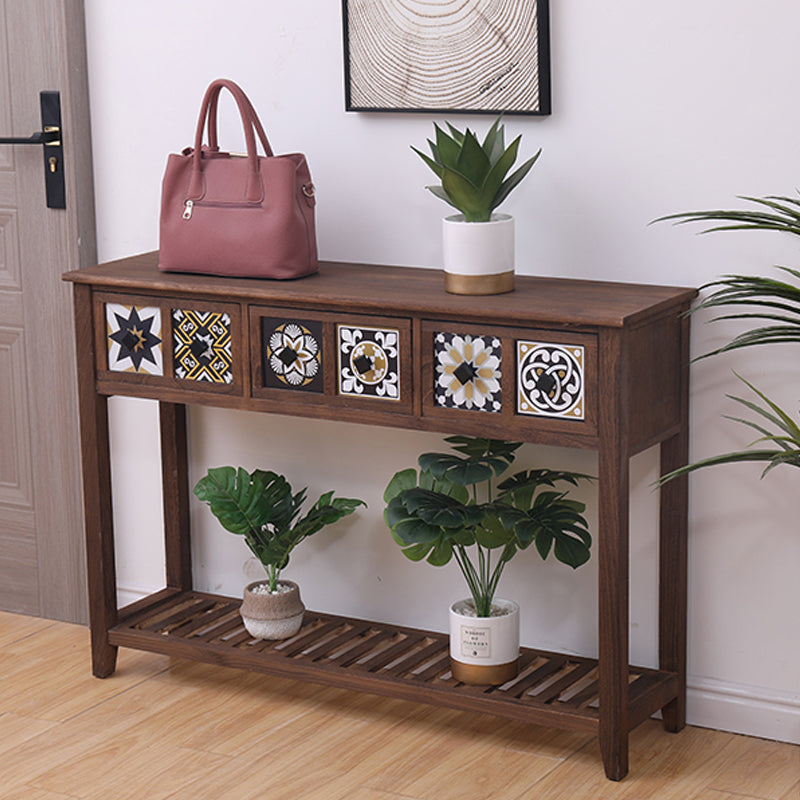 Mid-Century Modern Console Table Rectangle Console Table Floor Shelf