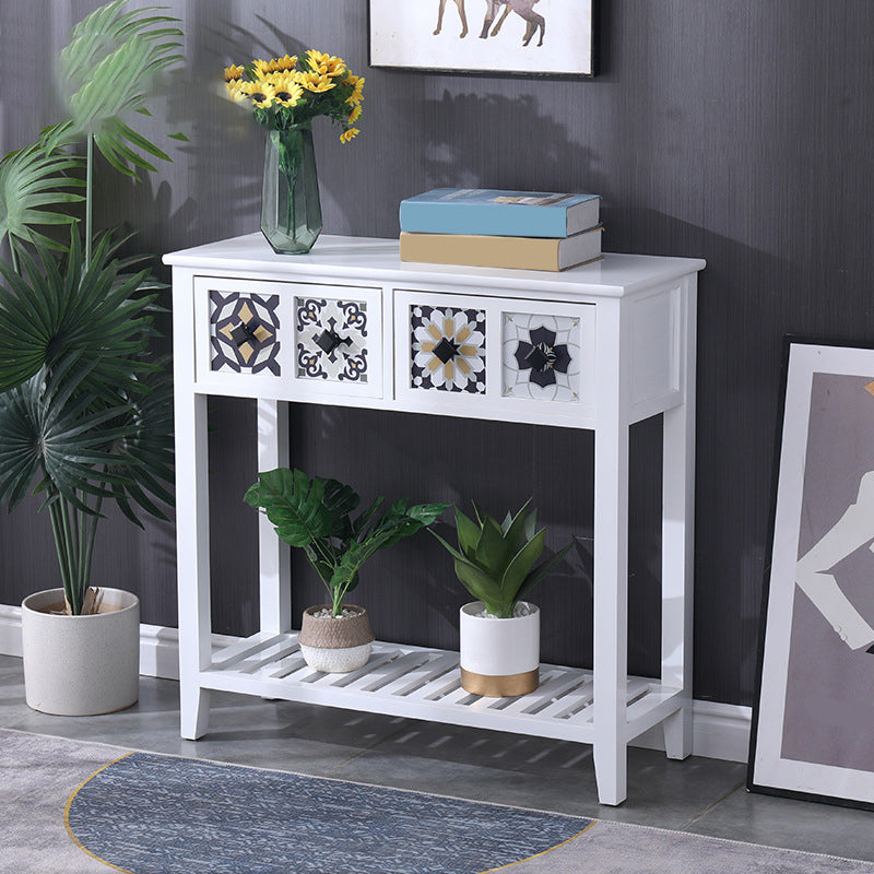 Mid-Century Modern Console Table Rectangle Console Table Floor Shelf