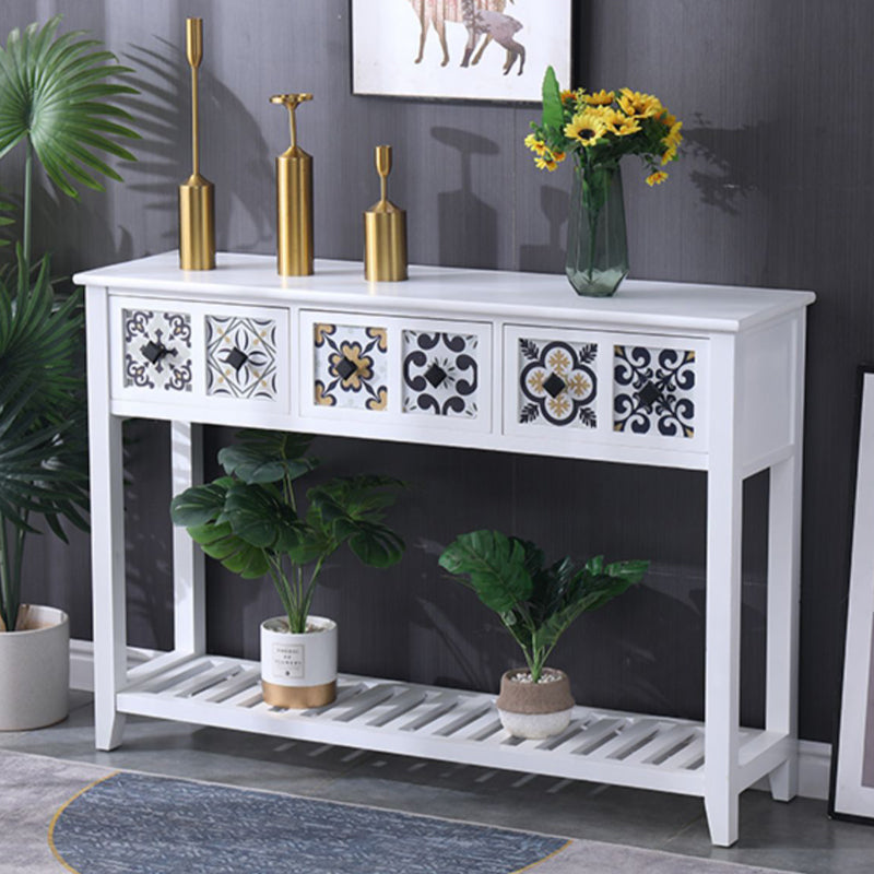 Mid-Century Modern Console Table Rectangle Console Table Floor Shelf