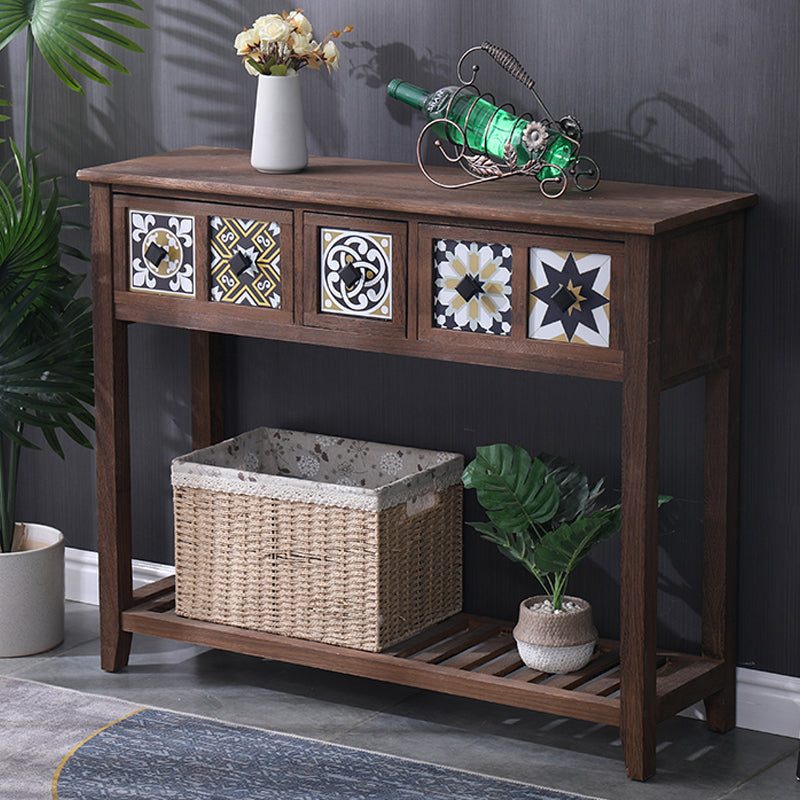 Mid-Century Modern Console Table Rectangle Console Table Floor Shelf