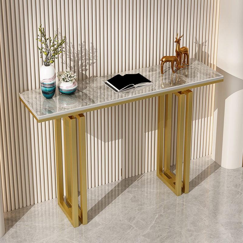 Modern Rectangle Top Accent Table with Iron Base for Hall Console Table