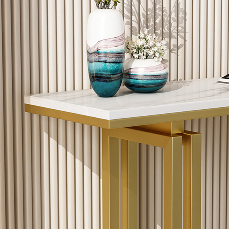 Modern Rectangle Top Accent Table with Iron Base for Hall Console Table