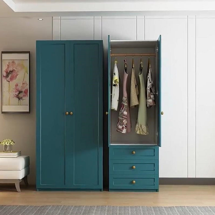 Blue Engineered Wood Wardrobe Cabinet Contemporary Wardrobe Armoire