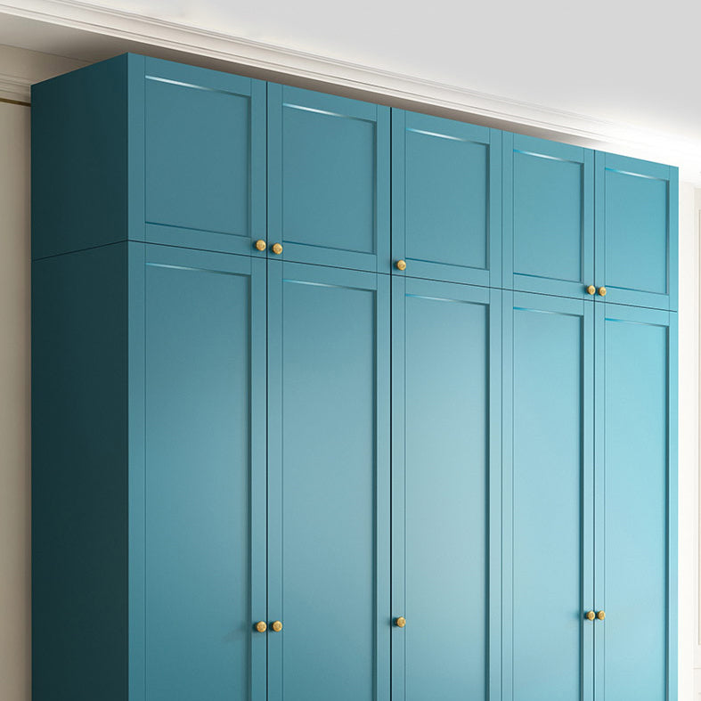 Blue Engineered Wood Wardrobe Cabinet Contemporary Wardrobe Armoire