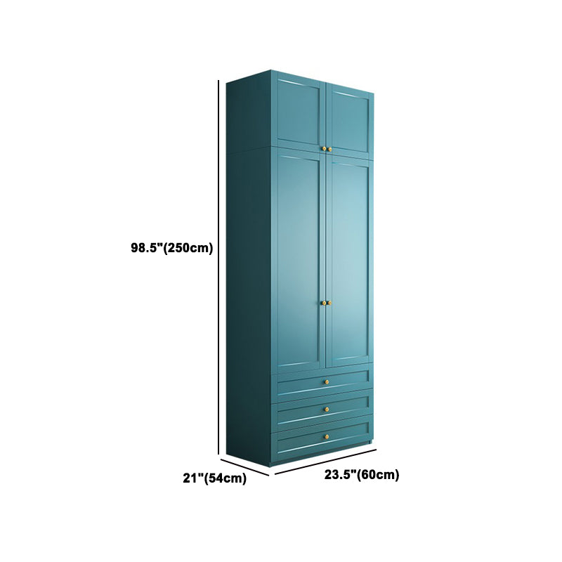 Blue Engineered Wood Wardrobe Cabinet Contemporary Wardrobe Armoire