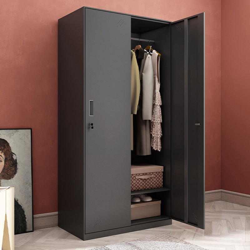 Black Steel Wardrobe Closet Contemporary Hinged Wardrobe Cabinet