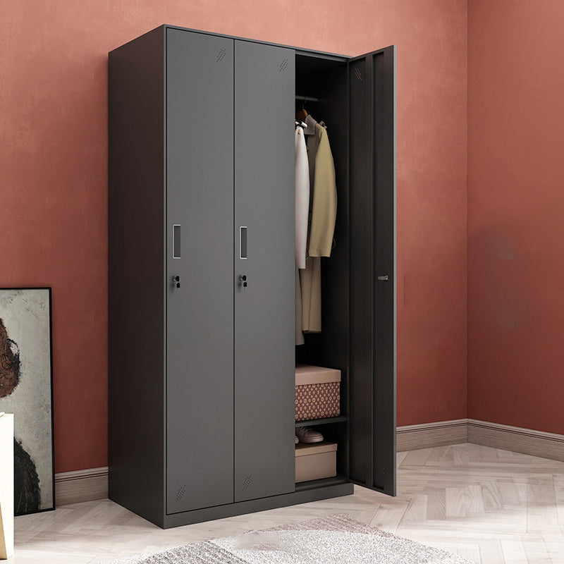 Black Steel Wardrobe Closet Contemporary Hinged Wardrobe Cabinet