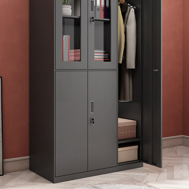 Black Steel Wardrobe Closet Contemporary Hinged Wardrobe Cabinet