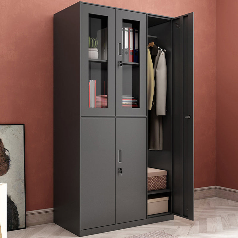 Black Steel Wardrobe Closet Contemporary Hinged Wardrobe Cabinet