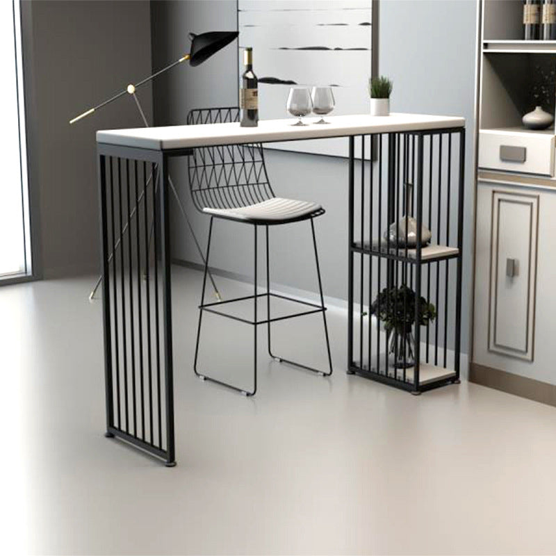 Rectangle Solid Wood Bar Table Set Luxurious 1/2/3 Pieces Counter Table with High Stools