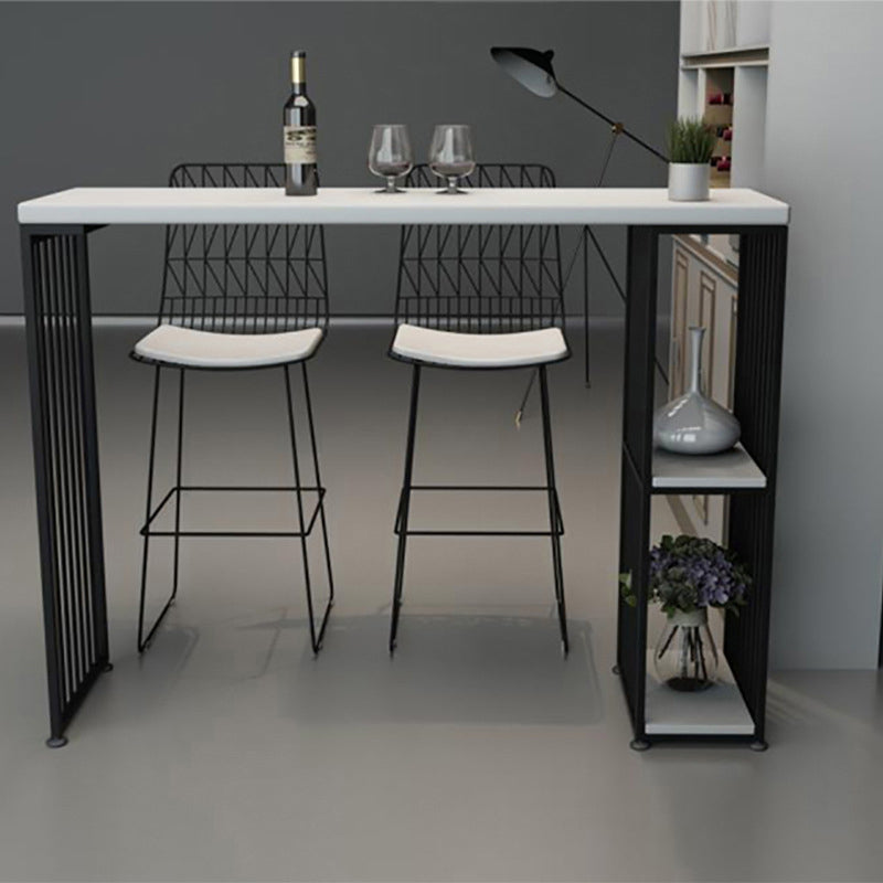 Rectangle Solid Wood Bar Table Set Luxurious 1/2/3 Pieces Counter Table with High Stools