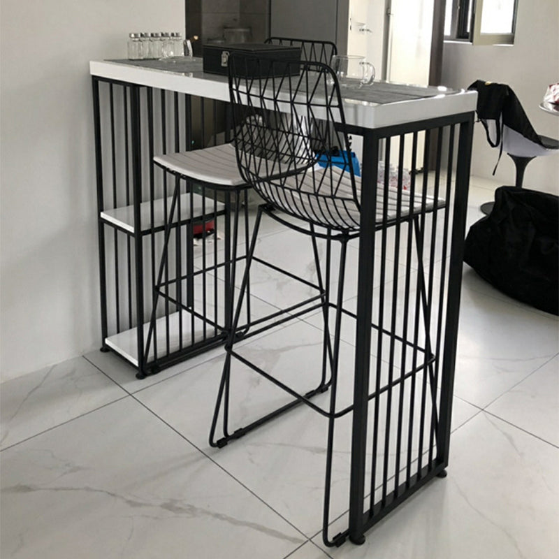 Rectangle Solid Wood Bar Table Set Luxurious 1/2/3 Pieces Counter Table with High Stools