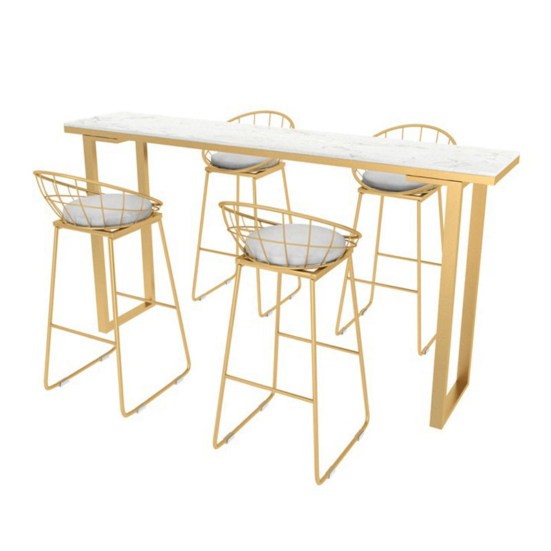 Rectangle Artificial Marble Bar Table Set Luxurious 1/2/3/4/5/7 Pieces Counter Table Set