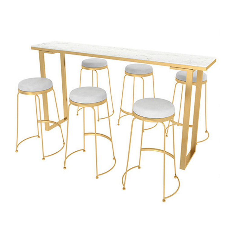 Rectangle Artificial Marble Bar Table Set Luxurious 1/2/3/4/5/7 Pieces Counter Table Set