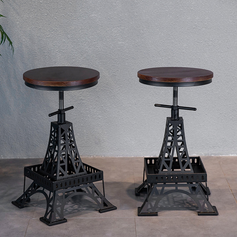 Industrial 1/2/3 Pieces Round Bar Table Set Solid Wood Bar Table Set for Dining Room