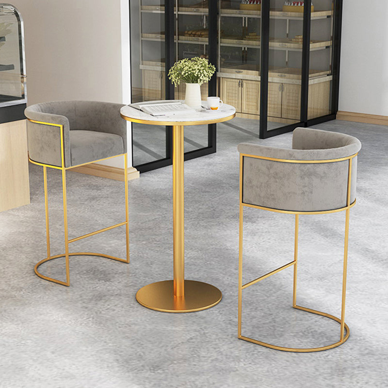 Glam Bar Set 1/2/4/7 Pcs Marble Bar Table with Upholstered Stools